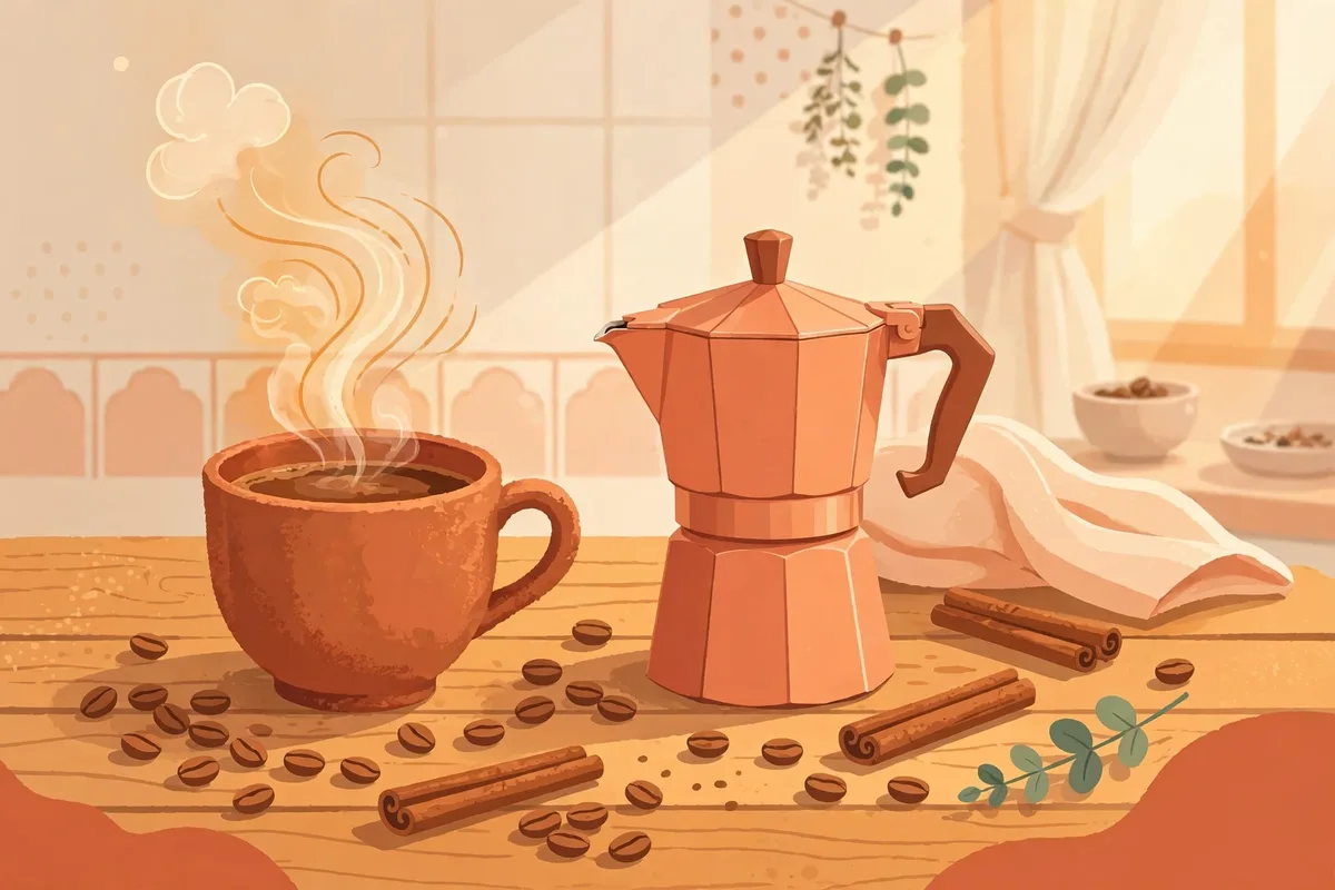 Taza de café con granos
